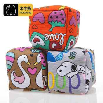 米字熊儿童沙包卡通型7cm立体帆布丢沙包幼儿园小学投掷游戏玩具3只	